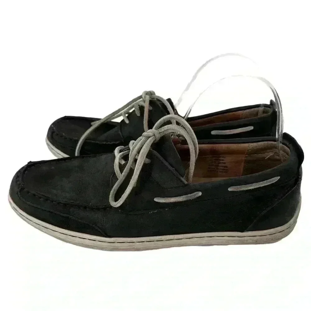 Sperry topsider mens boat shoes size 9 navy blue nubuck leather 90s vintage